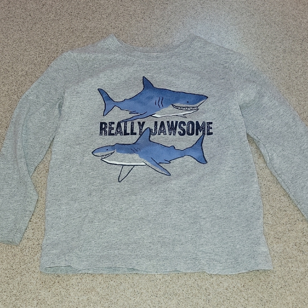 Carter's Gray Really Jawome Shark Graphic Long Sleeve Tee Size 3T